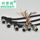連接器廠家 加工注塑線束 連接線 8芯防水連接器 彎頭帶線m12